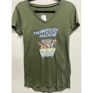 Scooby Doo Women's T Shirt Medium Army Green Mystery Machine New With Tags